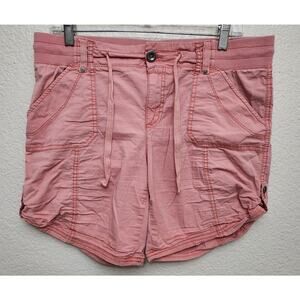 Khakis & Company Orange Roll Tab Hem Flat Front Shorts 10 Lightweight Soft